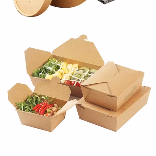 Caja para llevar disponible del envase de comida del almuerzo de la caja de papel de Kraft del ensaladera de las patatas fritas de la hamburguesa